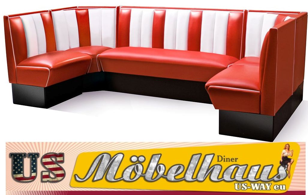HW-270 American Diner Bench Corner Seat Furniture 50´S Retro Fiftie USA