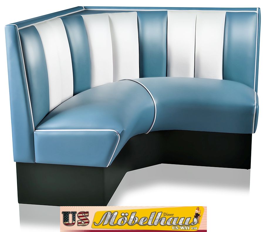 HW120/120Blu American Dinerbank Eckbank Diner Bänke Möbel 50´s Retro