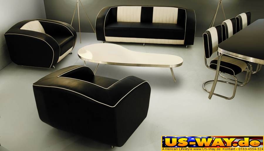 USA Bel Air Diner Möbel Dinerbank 2xDinerbänke + Tisch  